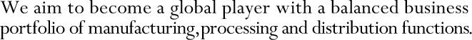 We aim to become a global player with a balanced business portfolio of manufacturing, processing and distribution functions.