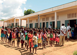 An elementary school constructed in the resettlement village